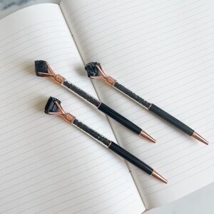 ✨Black Tourmaline and Gold Pens✨